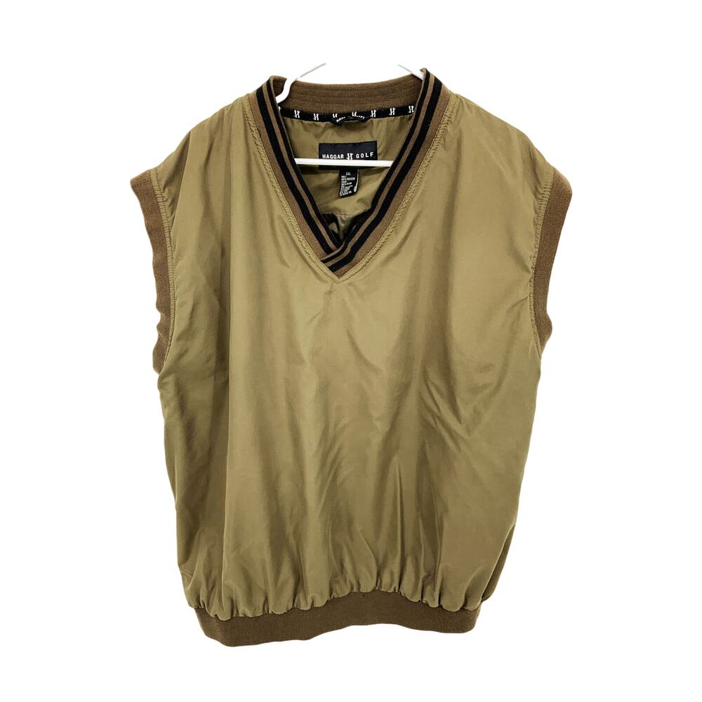 Haggar Golf VNeck Beige Blue Vest Size XXL